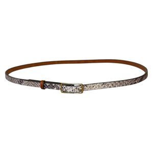Madewell 1937 Skinny Snakeskin Print Belt Brown Leather Gold Buckle Medium/Large